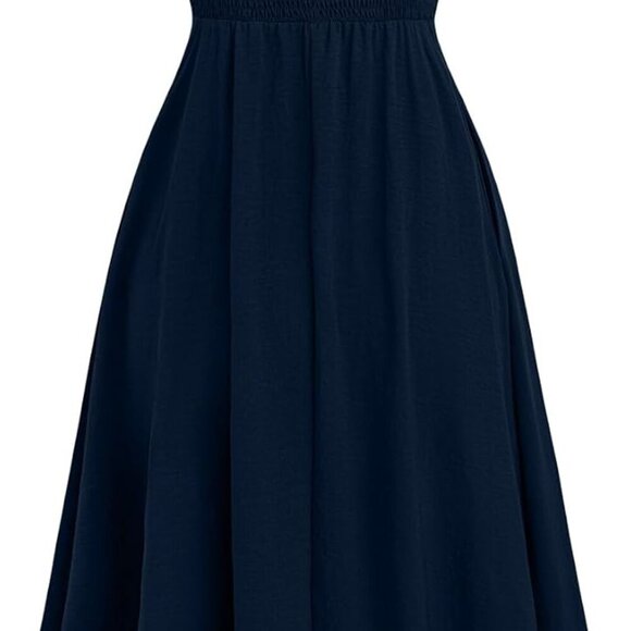 Women's Plus Size Maxi Dress Polyester V-Neck Sleeveless Fitted Pockets - Picture 2 of 7